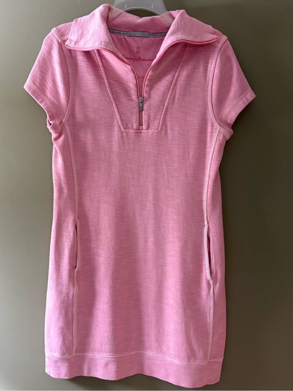 Tommy Bahama Tobago Bay Half-Zip Short-Sleeve Dress Size S Pink - Picture 2 of 12